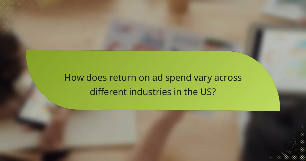 How does return on ad spend vary across different industries in the US?