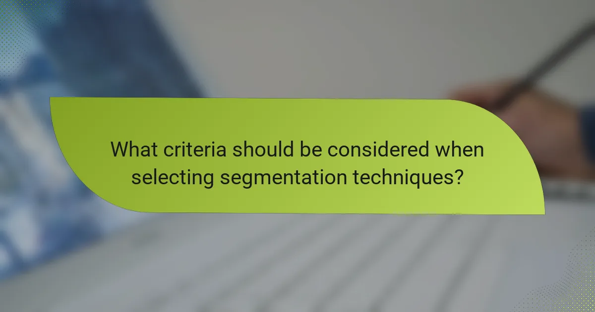 What criteria should be considered when selecting segmentation techniques?